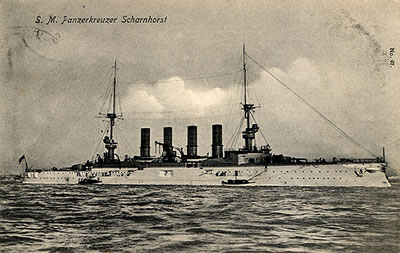 El SMS Scharnhorst, buque insignia de von Spee.
